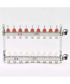 Коллектор из нерж. стали с расходомерами и термостатическим вентилями 9 выходов