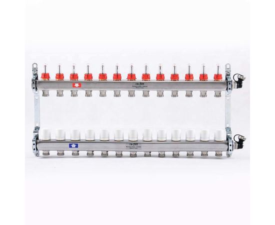 Коллектор из нерж. стали с расходомерами и термостатическим вентилями 13 выходов
