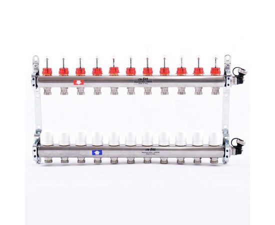Коллектор из нерж. стали с расходомерами и термостатическим вентилями 11 выходов
